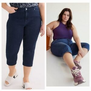Penningtons Curvy Fit Denim Capri Dark Wash Jeans d/C Plus Size 20 New Summer